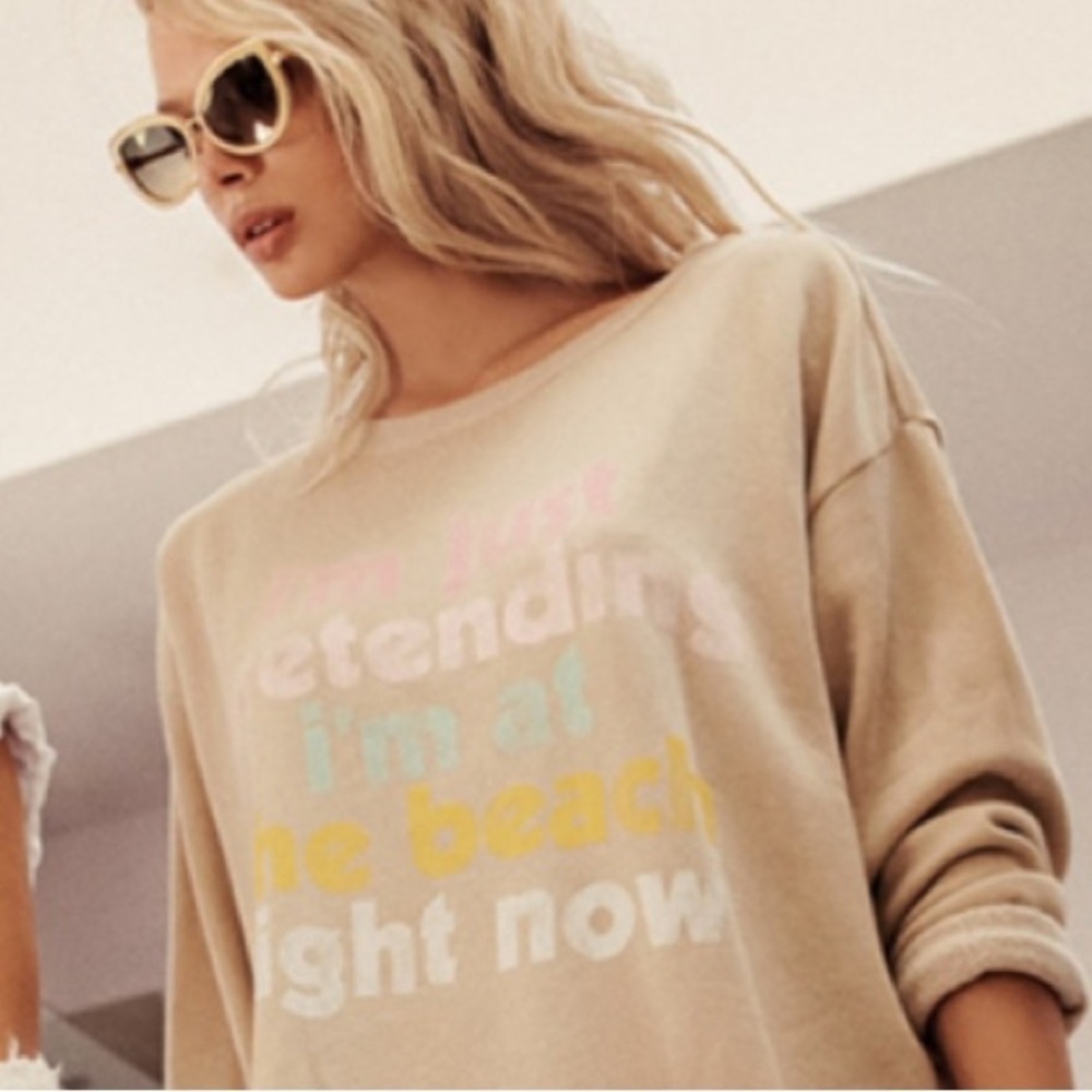 Rare Vintage Play Pretend Roadtrip Sweater WildFox Dollskill sand pastel graphic - Picture 3 of 12